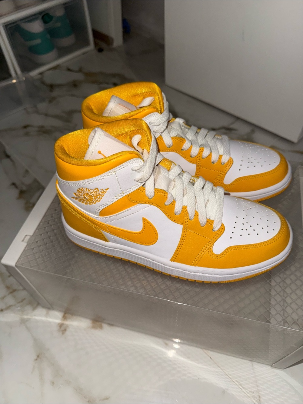 Jordan Mid-Top Athletic Sneakers - White/Yellow